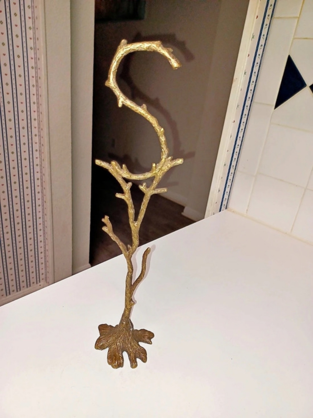 Anthropologie Tree Monogram Letter O Brass Branch Sculpture Jewelry Holder